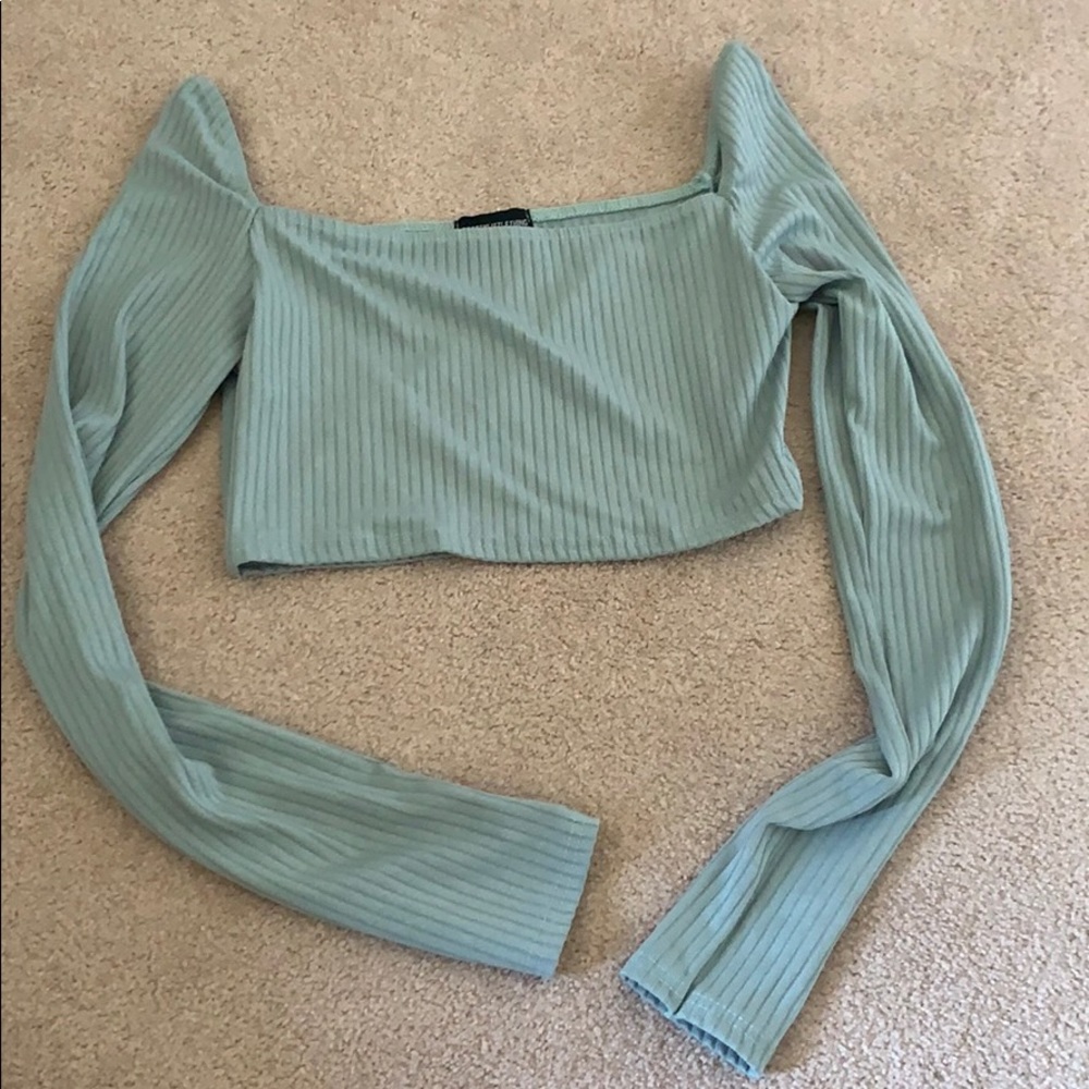 Pretty Little Thing cropped  light blue shirt